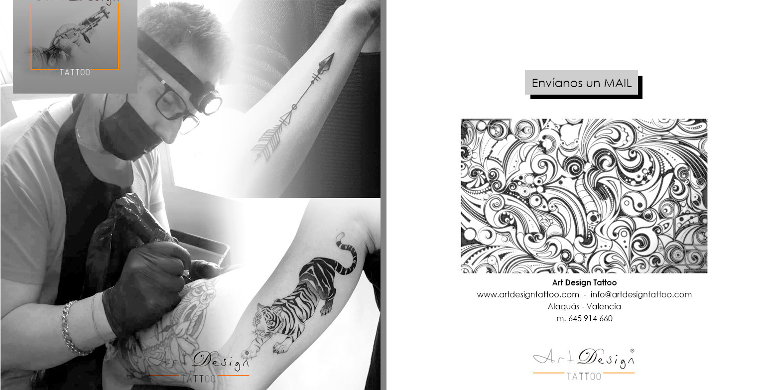 Art Design Tattoo, estudio de tatuajes dirijido por Javier Molina, artista desde pequeño desarrollando tanto pintura al óleo, acuarela, acrílicos y técnicas mixtas. Dominio del dibujo a mano alzada de carboncillo, grafito, tinta, etc.. Atención personalizada llamando al 0034 645914660 o enviando mail a info@artdesigntattoo.com